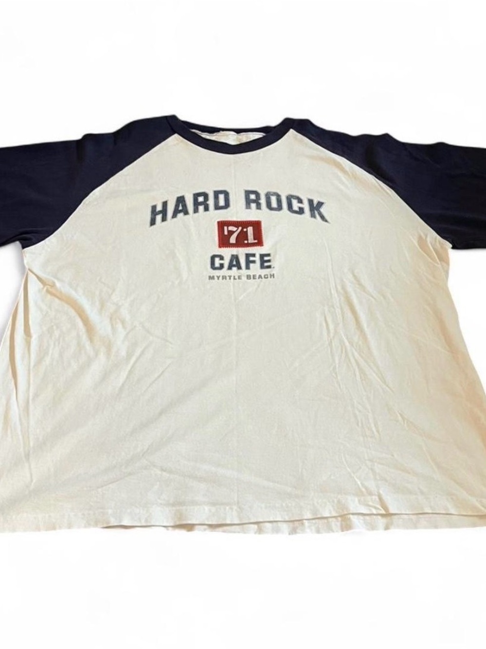 Men’s Vintage 90s Hard Rock Cafe Myrtle Beach 71 White Navy Shirt Size XXL